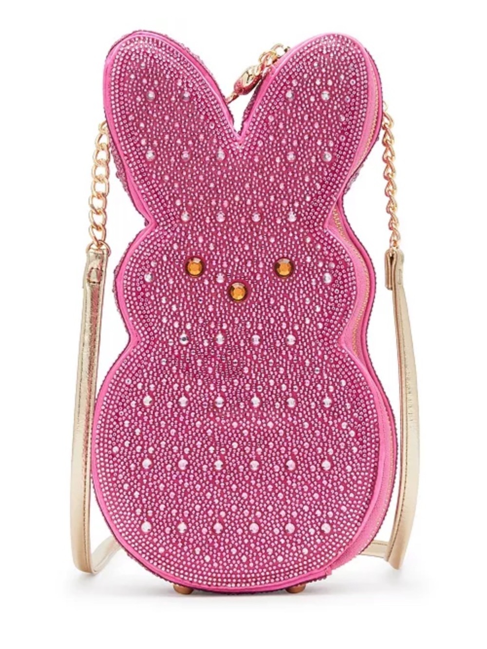 NEW Betsey Johnson Rhinestone Peeps Pink Bunny Crystal Crossbody Bag